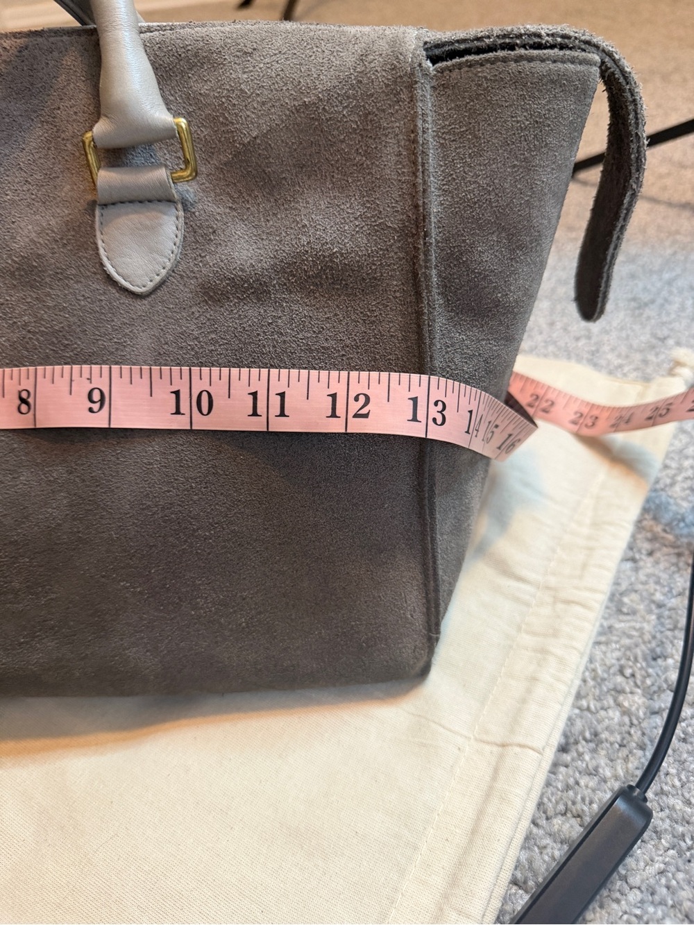 Clare V. Structured Gray Suede Top-Handle Satchel - Picture 10 of 16